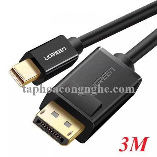 Ugreen 10434 3M Màu Đen Cáp chuyển đổi Mini DP sang DisplayPort hỗ trợ phân giải 4K x 2K MD105 30010434